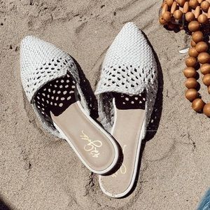 42 Golds Woven White Leather Mules